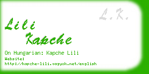 lili kapche business card